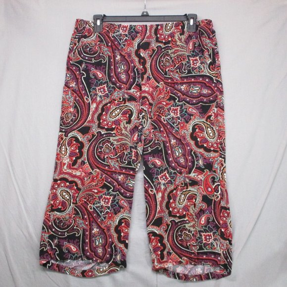 J. Jill Pants - J.Jill Loose Fit Leggings Paisley Design Black & Purple Women Size | XL